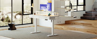 OffiGo Electric Standing Desk, 120 X 54cm Height Adjustable Desk with 3 Drawers, RGB LED Strip, White