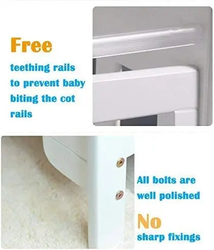 mcc direct Wooden Baby Cot Bed "Orlando" & Water repellent Mattress
