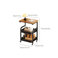 Rolling Snack Stand 2-Tier Storage Cart Side Table Trolley,Metal Serving Cart Carbon Steel Mobile Bar Trolley with Wheels for Living Room Kitchen Casters Tabletop