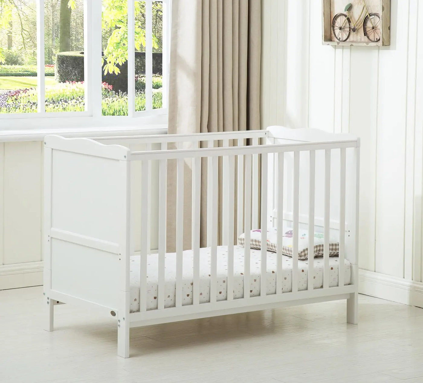 mcc direct Wooden Baby Cot Bed "Orlando" & Water repellent Mattress