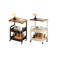 Rolling Snack Stand 2-Tier Storage Cart Side Table Trolley,Metal Serving Cart Carbon Steel Mobile Bar Trolley with Wheels for Living Room Kitchen Casters Tabletop