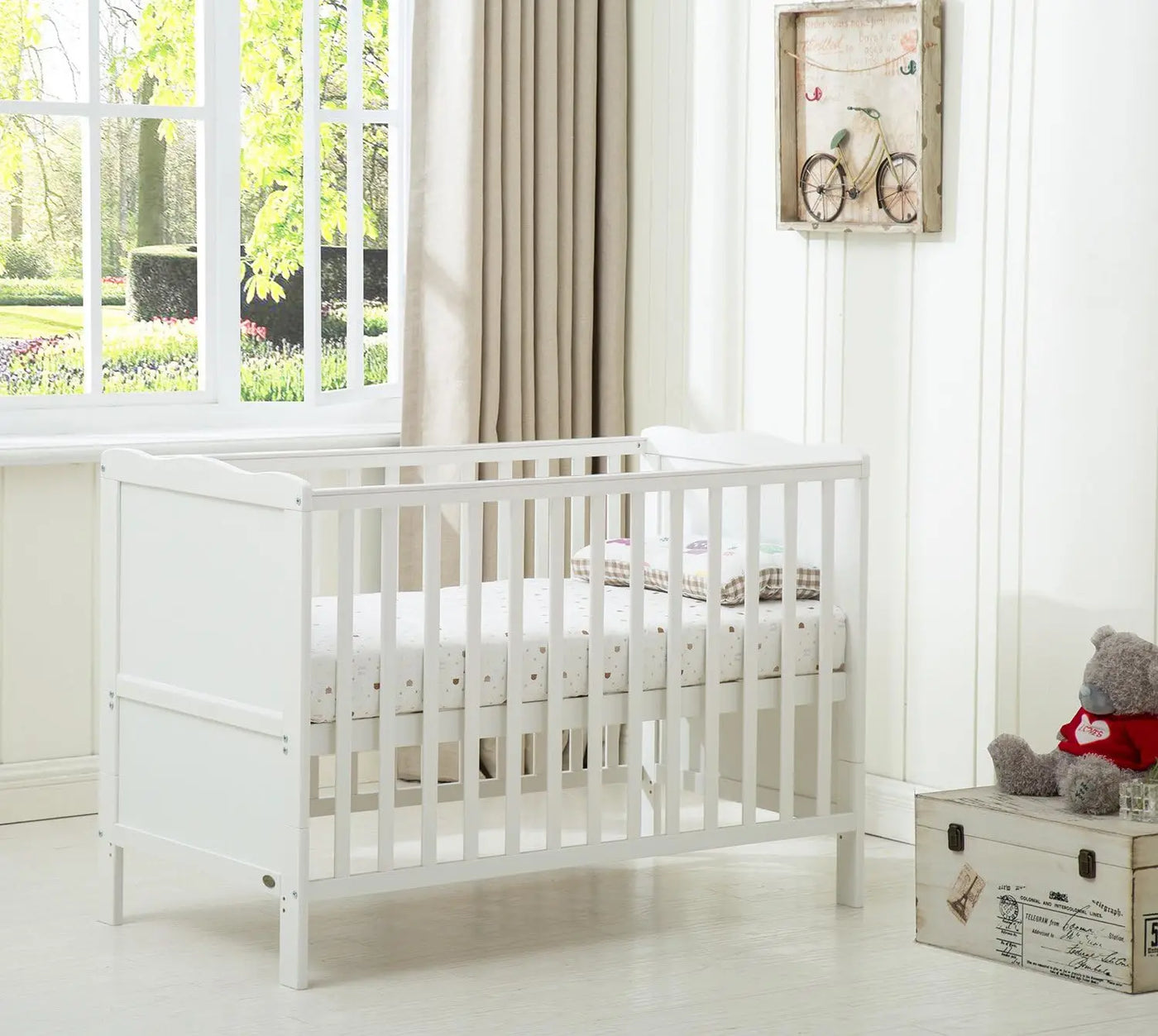 mcc direct Wooden Baby Cot Bed "Orlando" & Water repellent Mattress