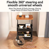 Rolling Snack Stand 2-Tier Storage Cart Side Table Trolley,Metal Serving Cart Carbon Steel Mobile Bar Trolley with Wheels for Living Room Kitchen Casters Tabletop