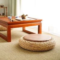 Knitted Leather Seat Pouf