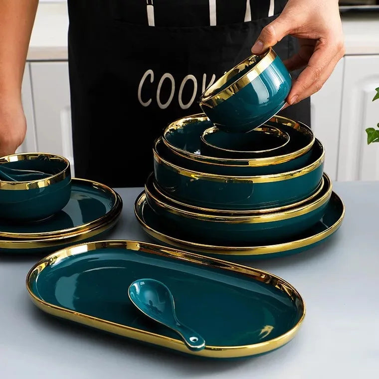 Golden Rim Ceramic Tableware