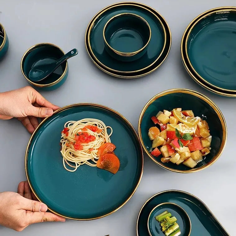 Golden Rim Ceramic Tableware