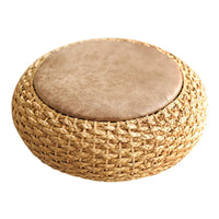 Knitted Leather Seat Pouf