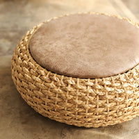 Knitted Leather Seat Pouf