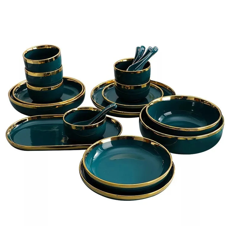 Golden Rim Ceramic Tableware