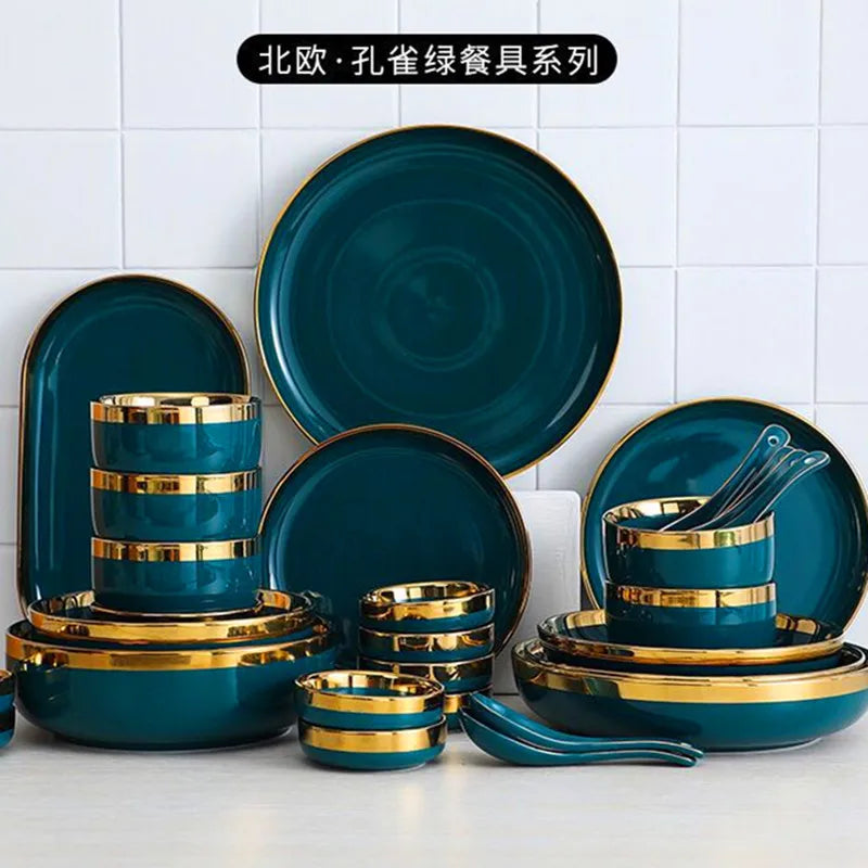 Golden Rim Ceramic Tableware