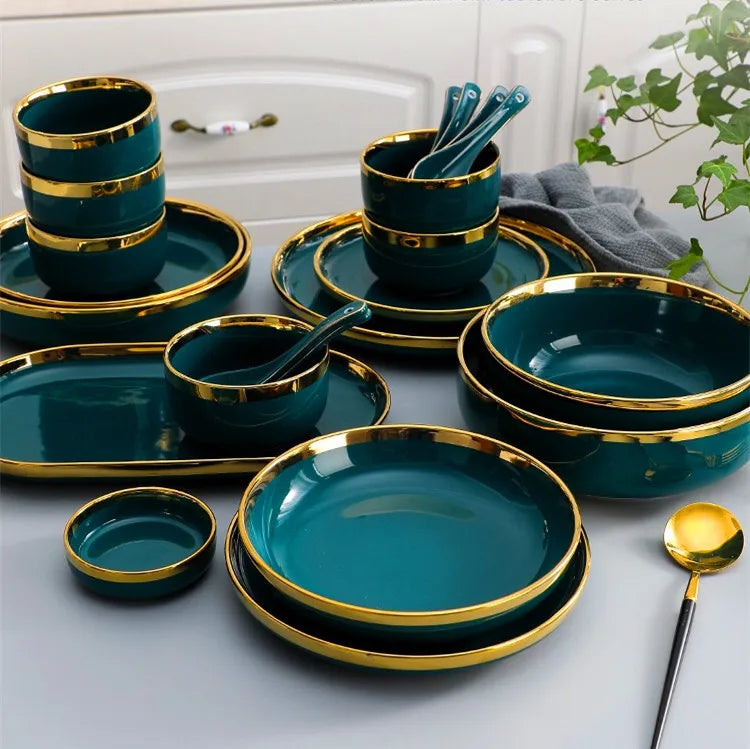 Golden Rim Ceramic Tableware