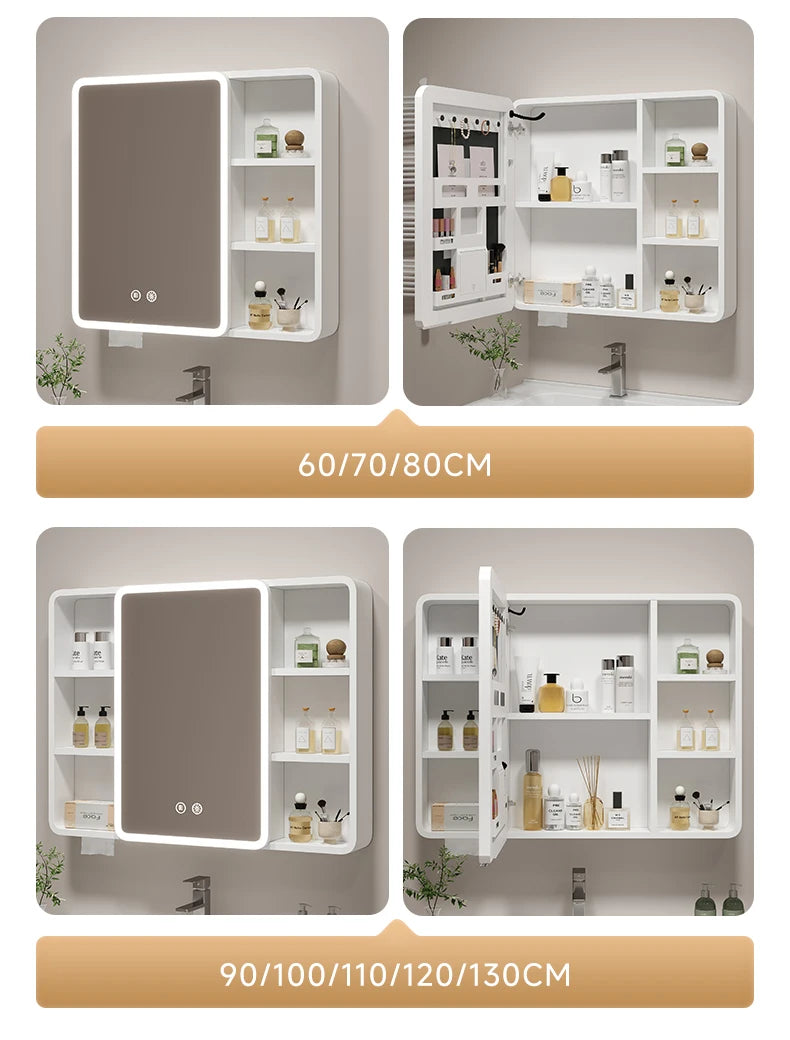 Corner Round Aluminium Mirror Cabinet – Wall Mounted Bathroom Storage