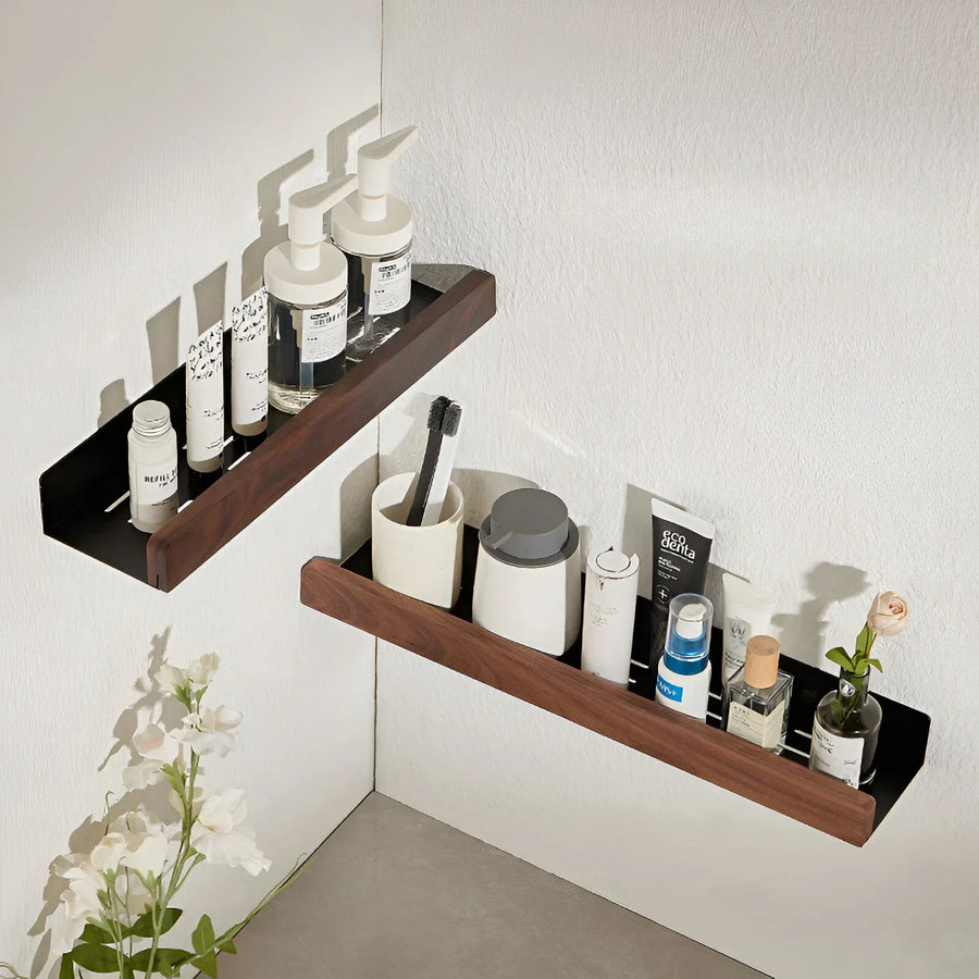 Walnut Bathroom Storage Shelf