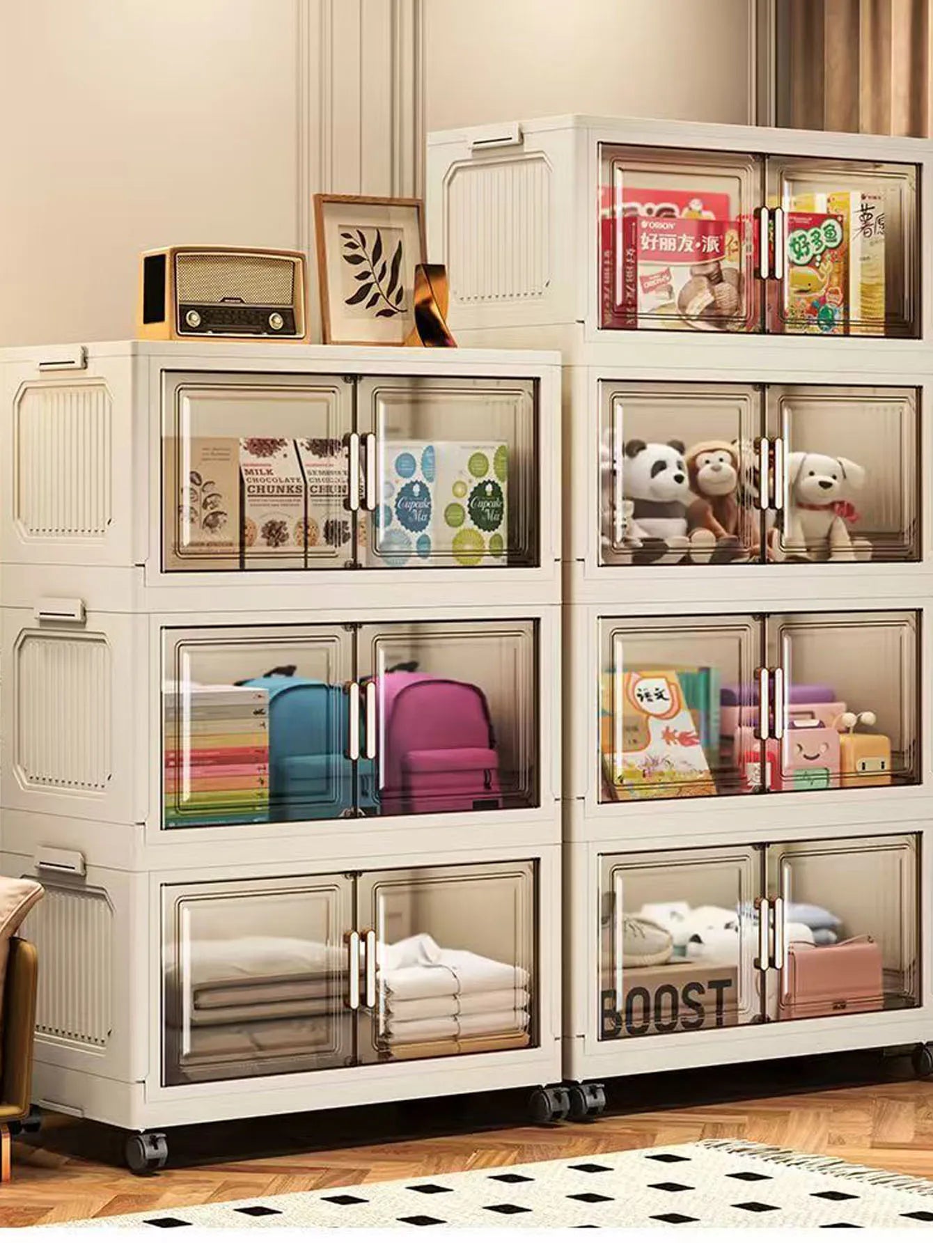 Large Capacity Multifunction Folding Storage Cabinet Dustproof Wardrobe Closet Organizer Easy-to-Install Storage Boxes