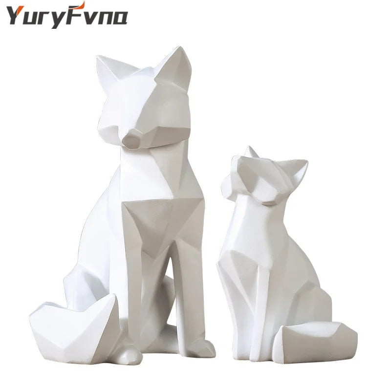 Geometric White Fox Sculpture