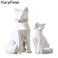 Geometric White Fox Sculpture