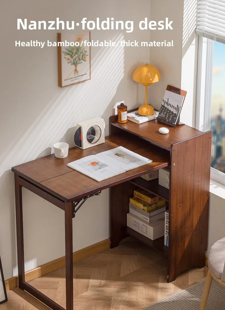 Solid Wood Folding Desk Student Household Computer Desk Bedroom Small Apartment Bedside Study Small Table Simple Desk