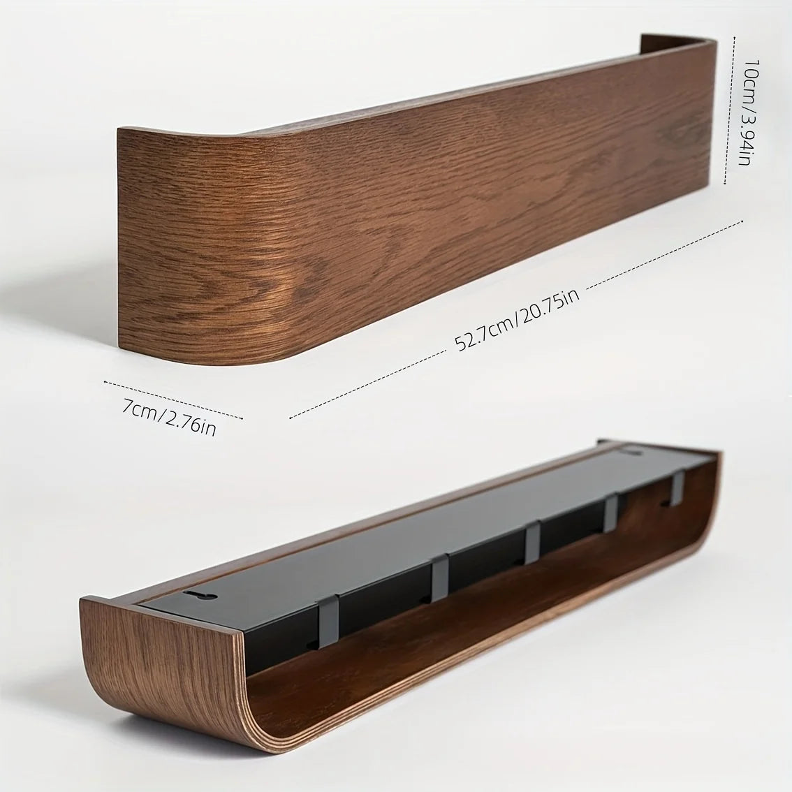 Modern Wall Coat Rack with Hidden Hooks & Shelf. Space-Saving, Solid Wood & Iron. For Entryway, Hallway. Easy Assembly.