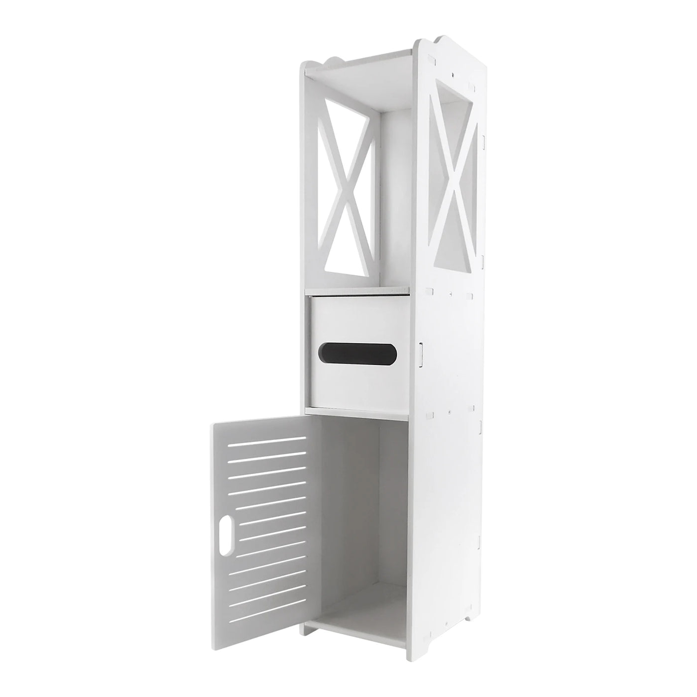 Bathroom Cabinet with Door, 80x20x12cm, Slim and Tall, PVC Material Waterproof, Easy to Install, Easy to Clean,