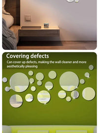 26pcs/Set 3D Round Mirror Wall Sticker Self-Adhesive Diy Decoration Bedroom Living Room Bathroom Background Decoration
