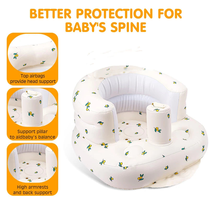 Children Inflatable Sofa,Blow Up with Built in Air Pump,Inflatable Baby Sofa for Babies 3 Months & Up,Baby Seats for Infants