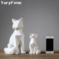Geometric White Fox Sculpture