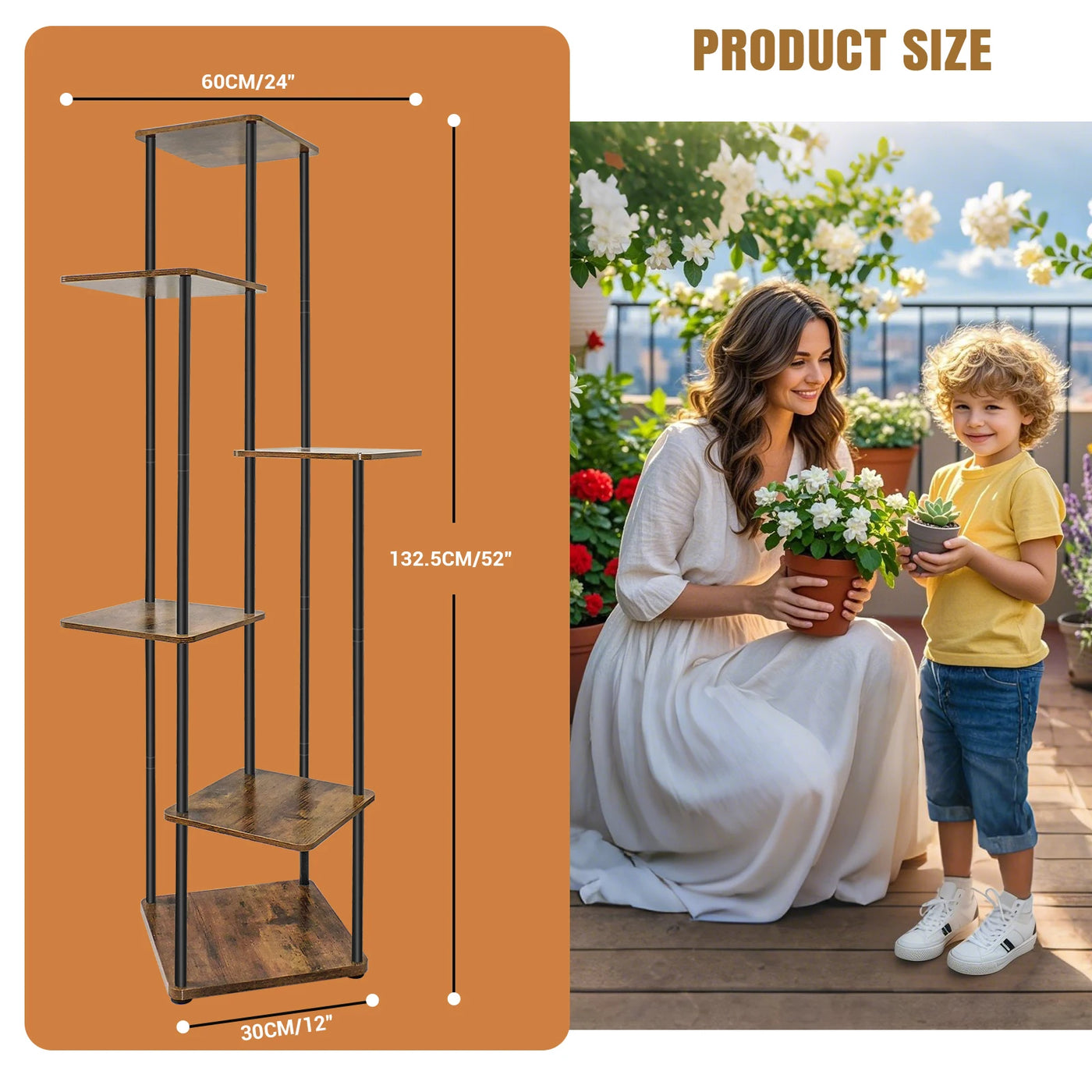 EFAN 4/5/6 Tier Plant Stand Indoor Metal Plant Shelf for Multiple Plants Small Corner Flower Stand for Patio Garden Balcony Home