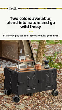 Outdoor camper trolley case picnic tools car foldable movable dining table multi-functional camp car