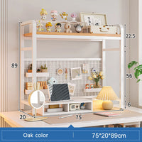 Bookcase With Grid Bookshelf Desktop Multi-layer Wrought Iron Shelf Student Computer Desk Table Hole Board Table Wooden Shelves