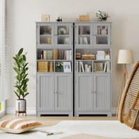 Bathroom wardrobe High, Bathroom wardrobe High wardrobe with 4 Doors Adjustable Floor Kitchen wardrobe High wardrobe Wood