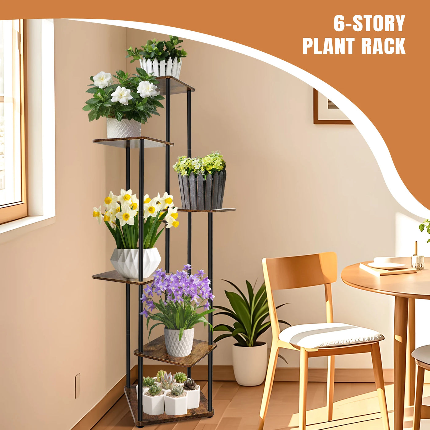EFAN 4/5/6 Tier Plant Stand Indoor Metal Plant Shelf for Multiple Plants Small Corner Flower Stand for Patio Garden Balcony Home