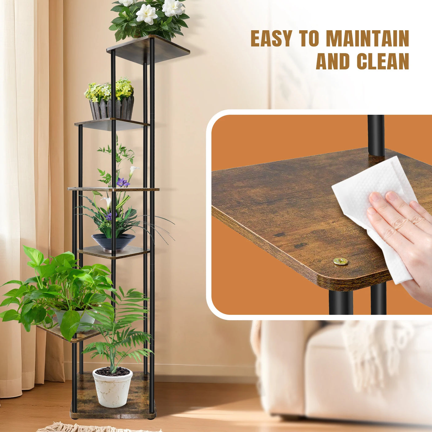 EFAN 4/5/6 Tier Plant Stand Indoor Metal Plant Shelf for Multiple Plants Small Corner Flower Stand for Patio Garden Balcony Home