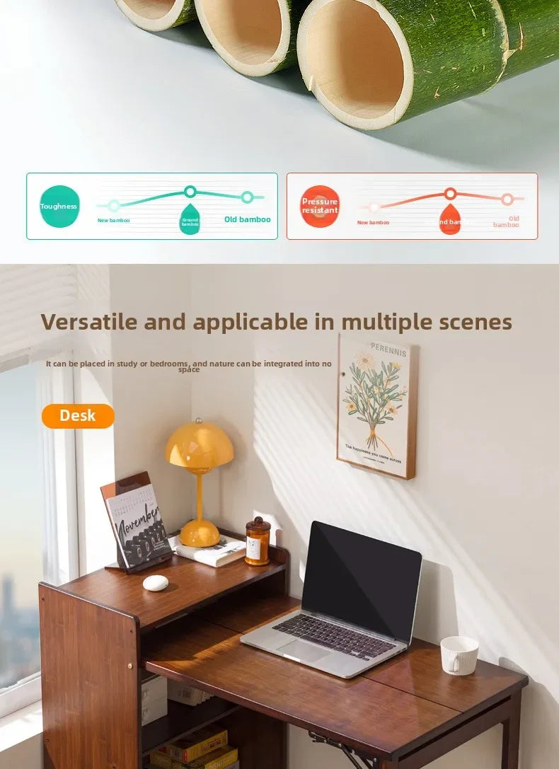 Solid Wood Folding Desk Student Household Computer Desk Bedroom Small Apartment Bedside Study Small Table Simple Desk
