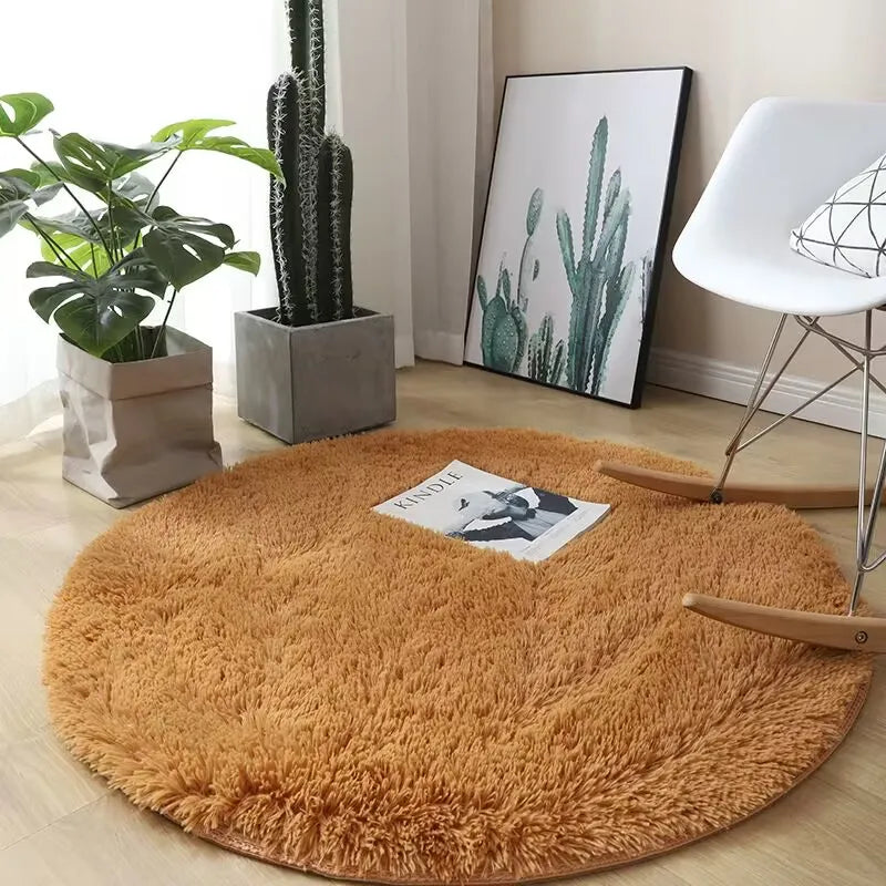 Round Fluffy Bedroom Rug