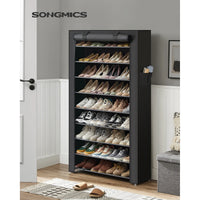 Étagère à Chaussures 40 Paires de chaussures -10 Niveaux - Housse anti Poussière - Porte-chaussures 88x28x160cm Noir