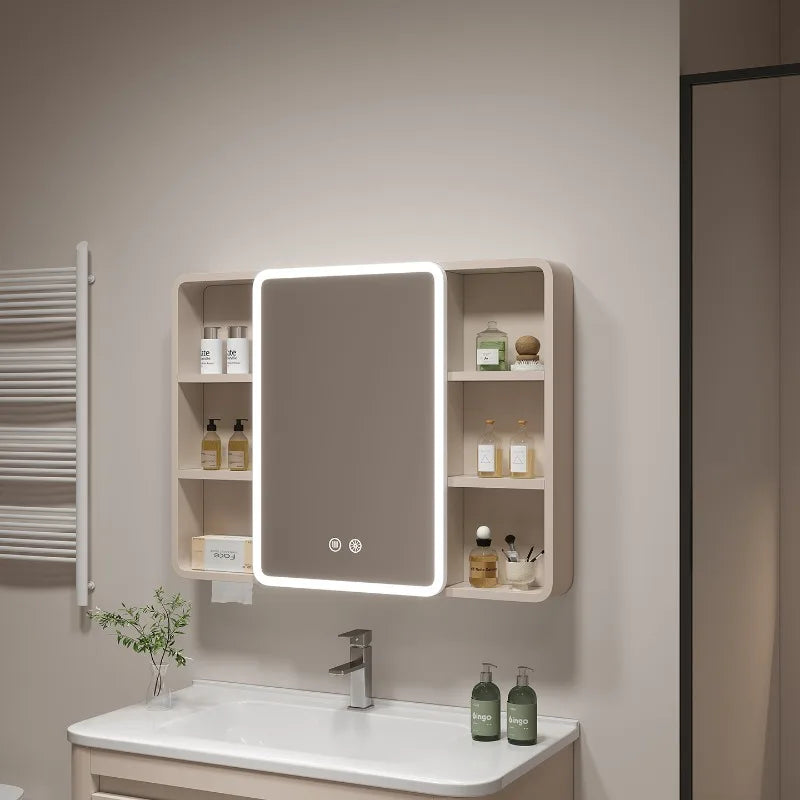 Corner Round Aluminium Mirror Cabinet – Wall Mounted Bathroom Storage