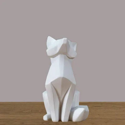 Geometric White Fox Sculpture