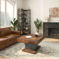 Tribesigns 80cm Square Coffee Table in Rustic Brown & Black - Modern Wooden Centre Table for Living Room
