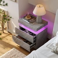 Cubehom LED Bedside Table with 2 Drawers Modern Bedside Table LED Nightstands for Bedroom