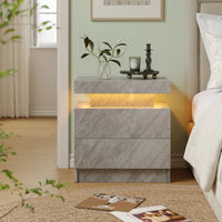 Cubehom LED Bedside Table with 2 Drawers Modern Bedside Table LED Nightstands for Bedroom