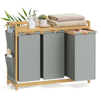 SONGMICS Laundry Basket with 3 Compartments, Laundry Hamper, Holds up to 150 L, Laundry Sorter, with Shelf, Laundry Bag