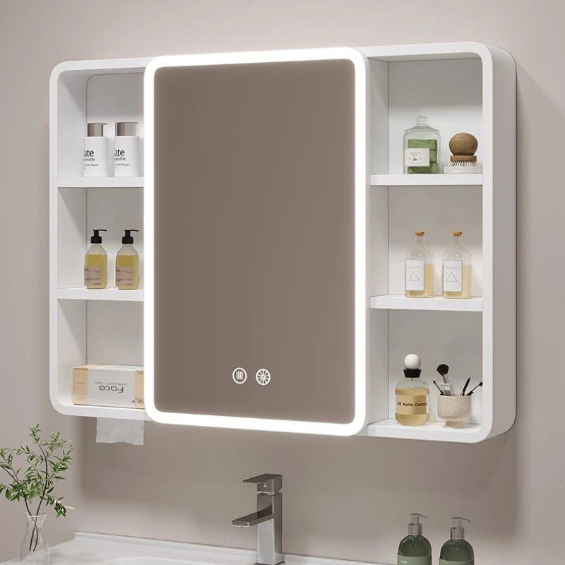 Corner Round Aluminium Mirror Cabinet – Wall Mounted Bathroom Storage