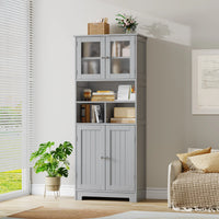 Bathroom wardrobe High, Bathroom wardrobe High wardrobe with 4 Doors Adjustable Floor Kitchen wardrobe High wardrobe Wood