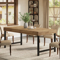 Tribesigns Farmhouse Dining Table for 4-6 People 55 Inches Industrial Rectangular Kitchen Dinner Table with Heavy-Duty Metal Leg
