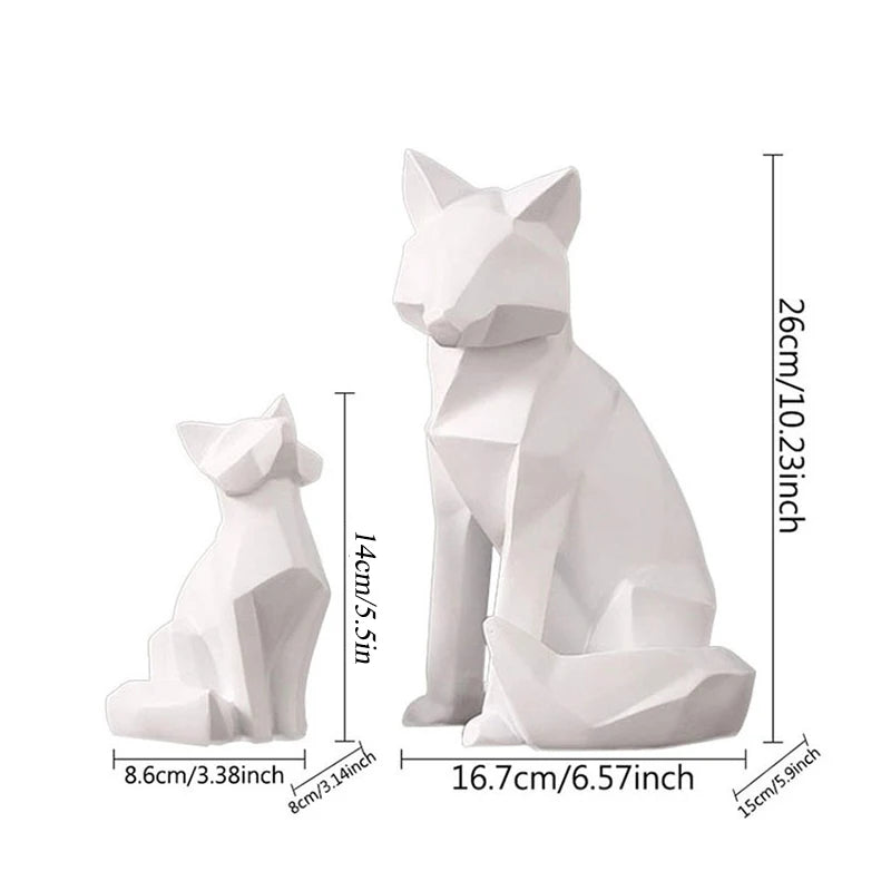 Geometric White Fox Sculpture