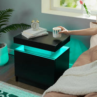 Nightstand Set of 2 LED Nightstand with 2 Drawers, Bedside Table with Drawers for Bedroom, Side Bed Table with LED, Customized