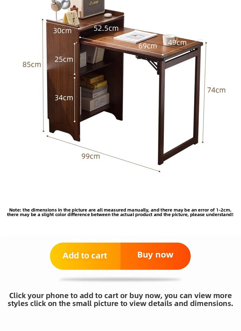 Solid Wood Folding Desk Student Household Computer Desk Bedroom Small Apartment Bedside Study Small Table Simple Desk