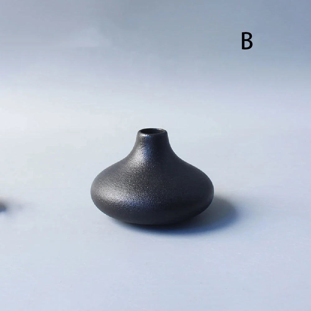 Japanese Black Ceramic Vase