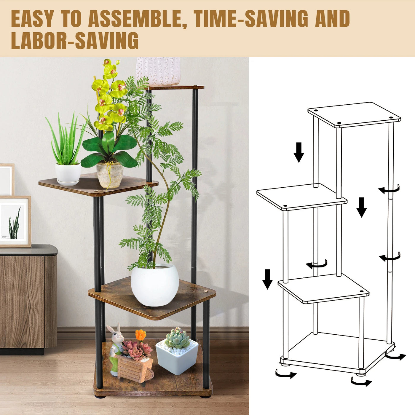 EFAN 4/5/6 Tier Plant Stand Indoor Metal Plant Shelf for Multiple Plants Small Corner Flower Stand for Patio Garden Balcony Home
