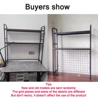Bookcase With Grid Bookshelf Desktop Multi-layer Wrought Iron Shelf Student Computer Desk Table Hole Board Table Wooden Shelves